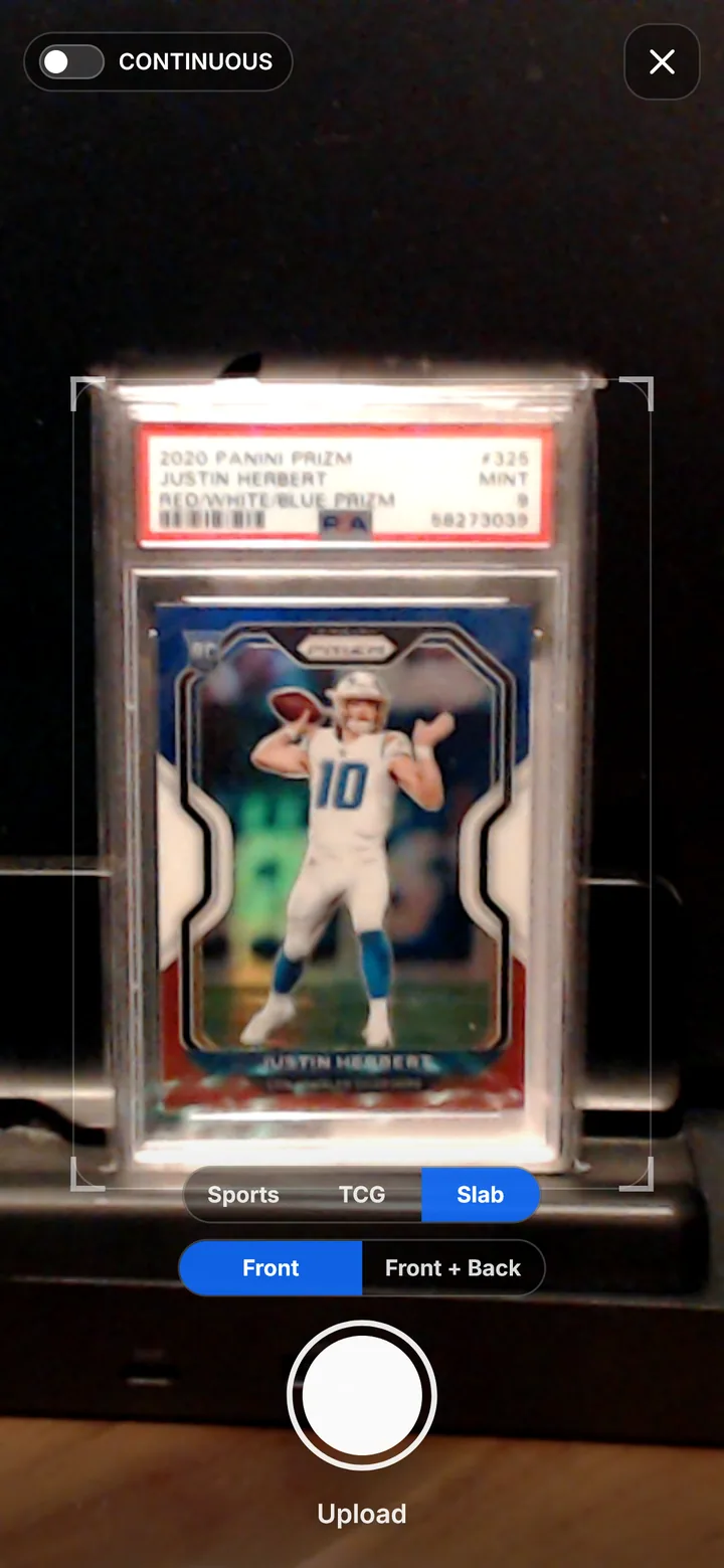 Scanning a slabbed card